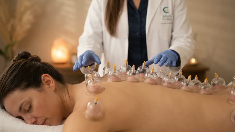 Full body detox cupping session in progress